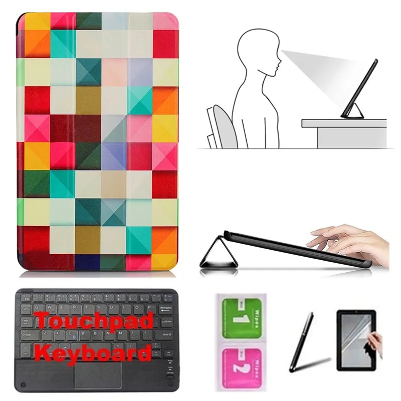 Набор аксессуаров для lenovo Tab 4 10 TB-X304L TB-X304F TB-X304N-Smart Cover чехол+ Bluetooth клавиатура+ Защитная пленка+ стилус - Цвет: CBK7-HLF