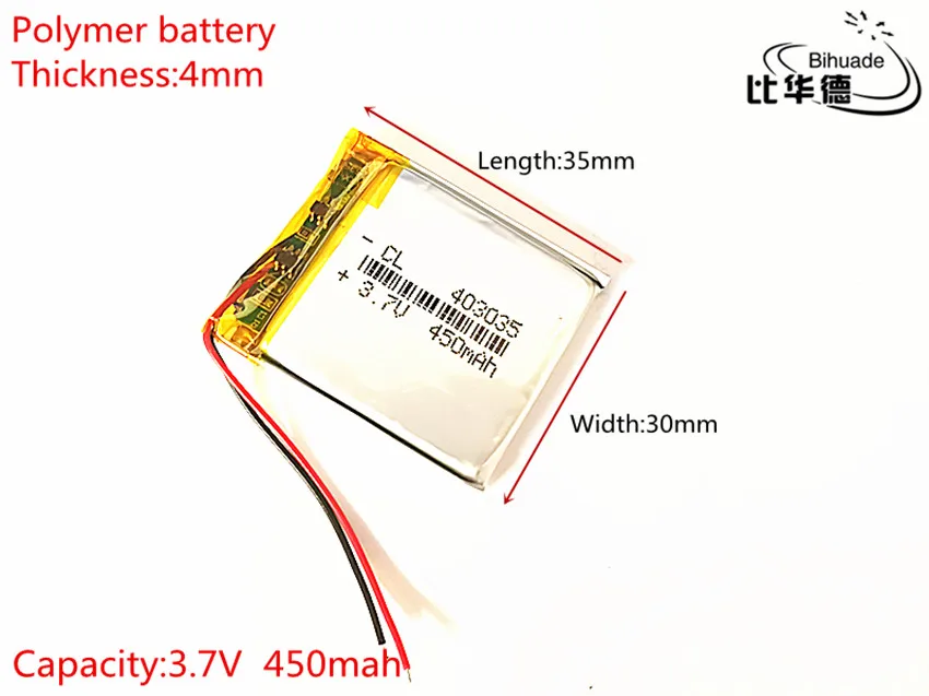 1pcs 3.7V 450mAh 403035 Lithium Polymer Li-Po li ion Rechargeable Battery cells For Mp3 MP4 MP5 GPS PSP mobile bluetooth | Электроника
