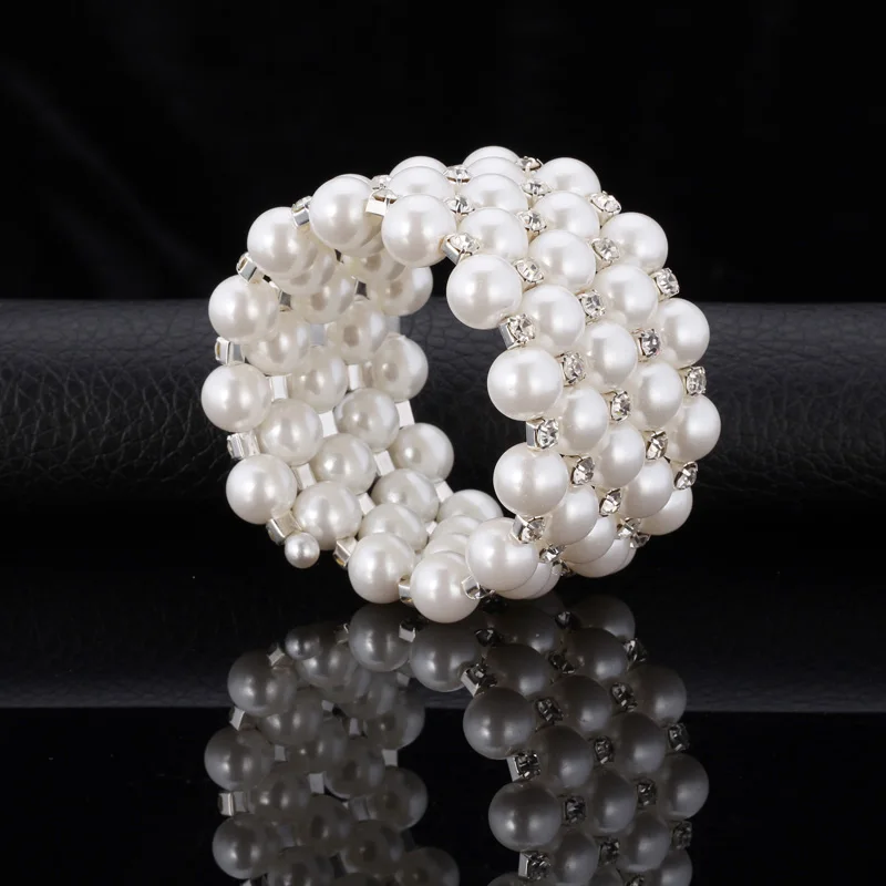 U7 Многослойные Стразы Имитация Перл Браслеты Для Женщин Синтетический Жемчуг