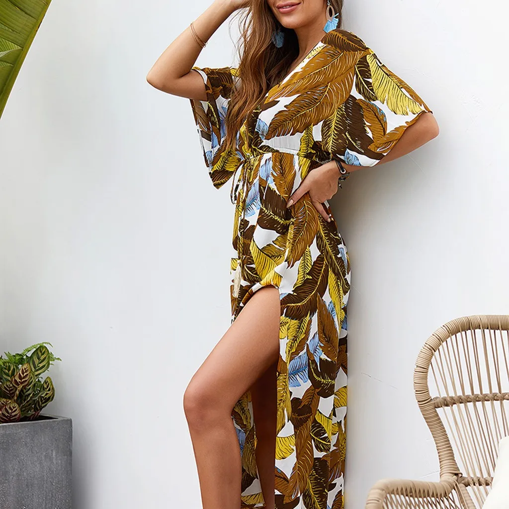 Женское модное летнее платье женское сексуальное пляжное с v образным вырезом и