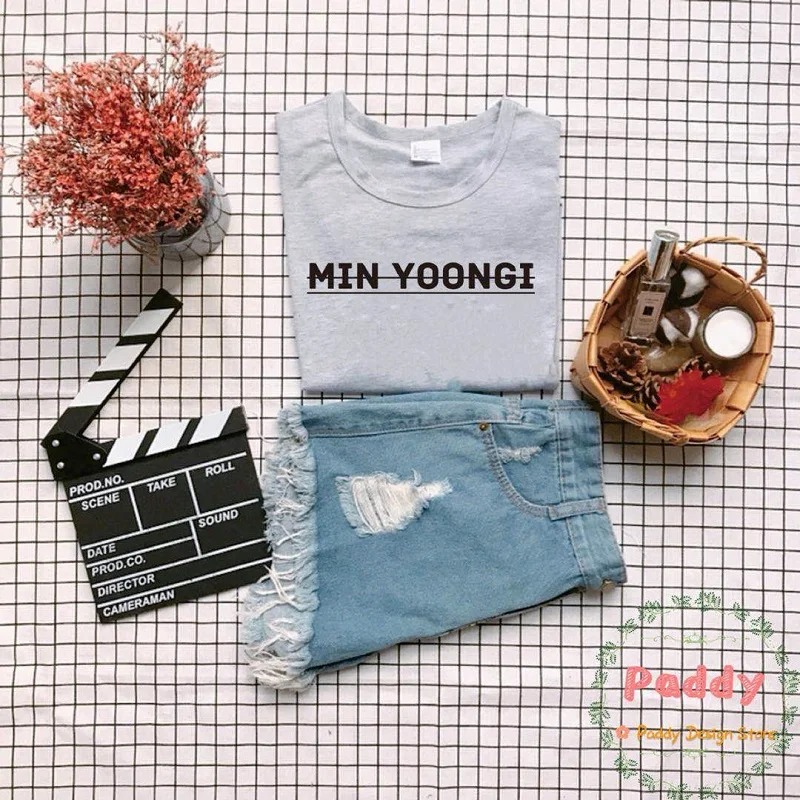 Модная футболка OKOUFEN Tumblr MIN YOONGI Suga женский топ с принтом розовых букв уличная