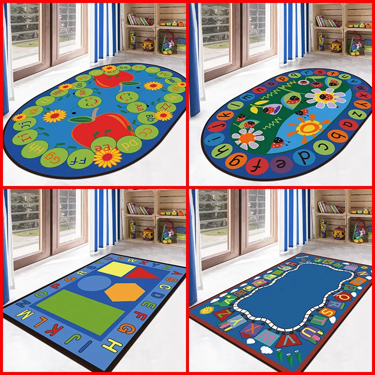 Большой ковер с надписью и мультяшным принтом для детей прочный пентаграммой