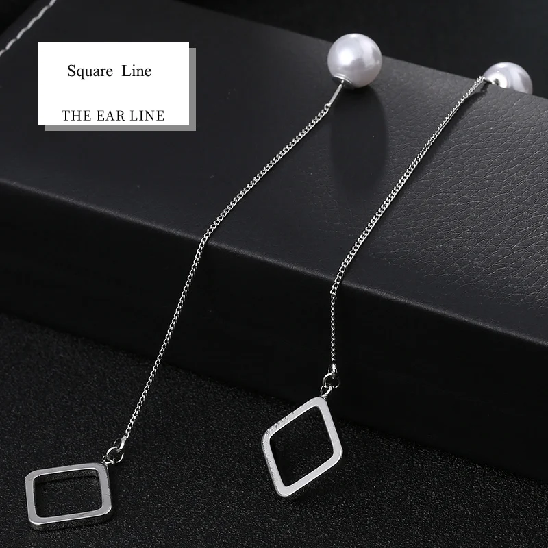 Женские серьги гвоздики серебряного цвета с длинной цепочкой|earrings for women simple|colorful