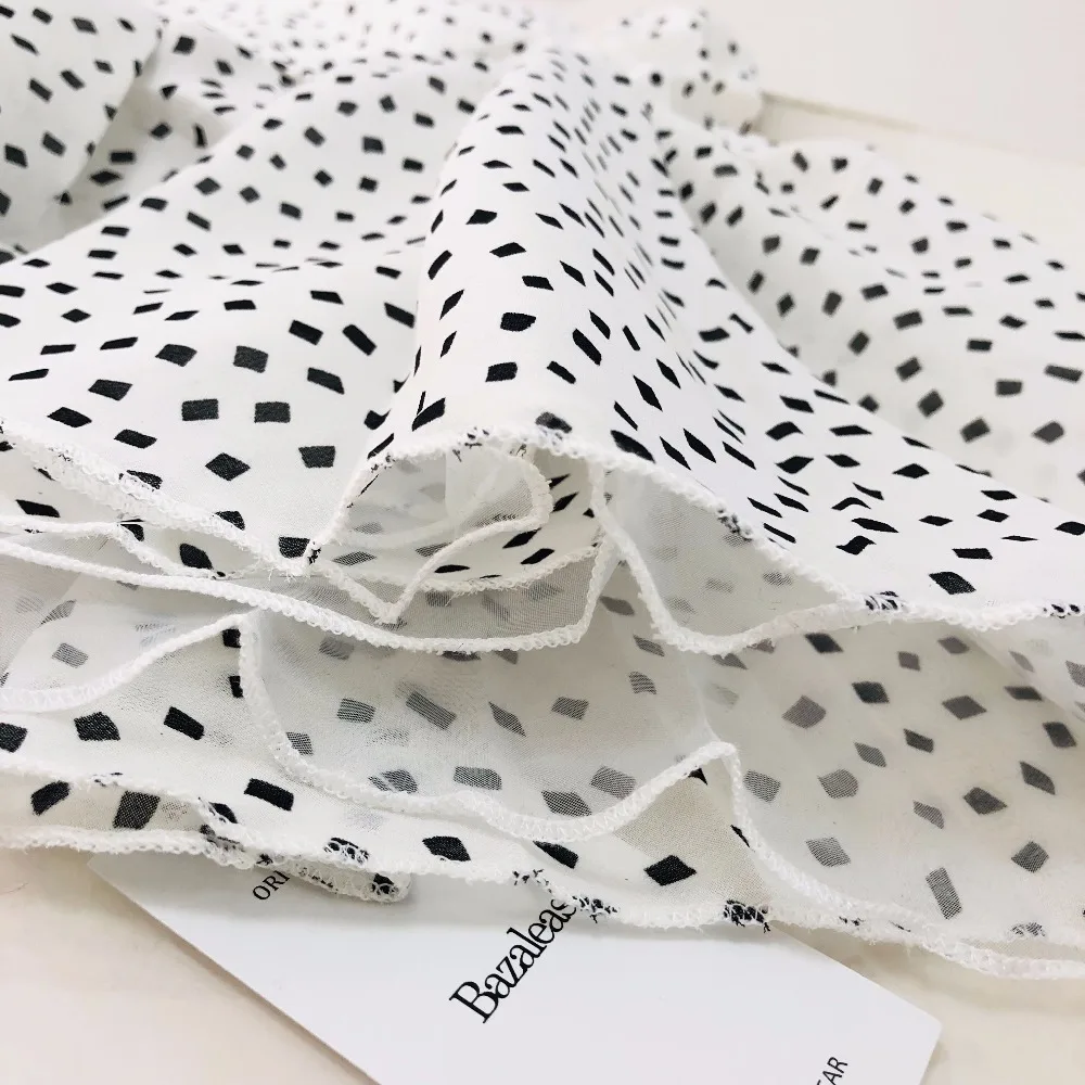 С открытыми плечами пышные рукава Vestido Dot печати лоскутное женское платье