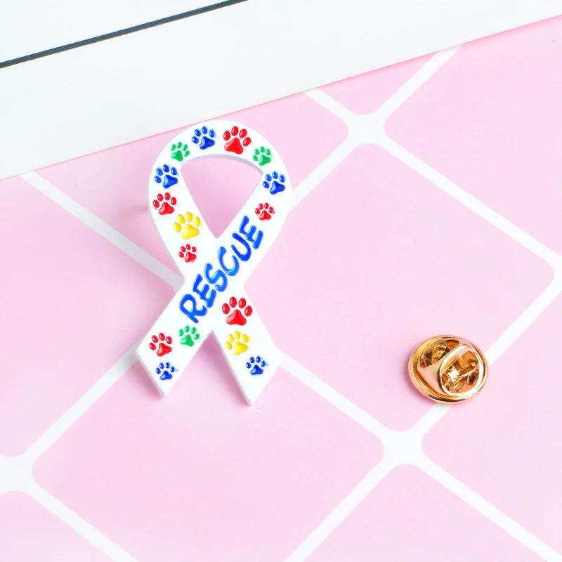 Белая лента красочная брошь с изображением лапы ювелирные изделия в память о