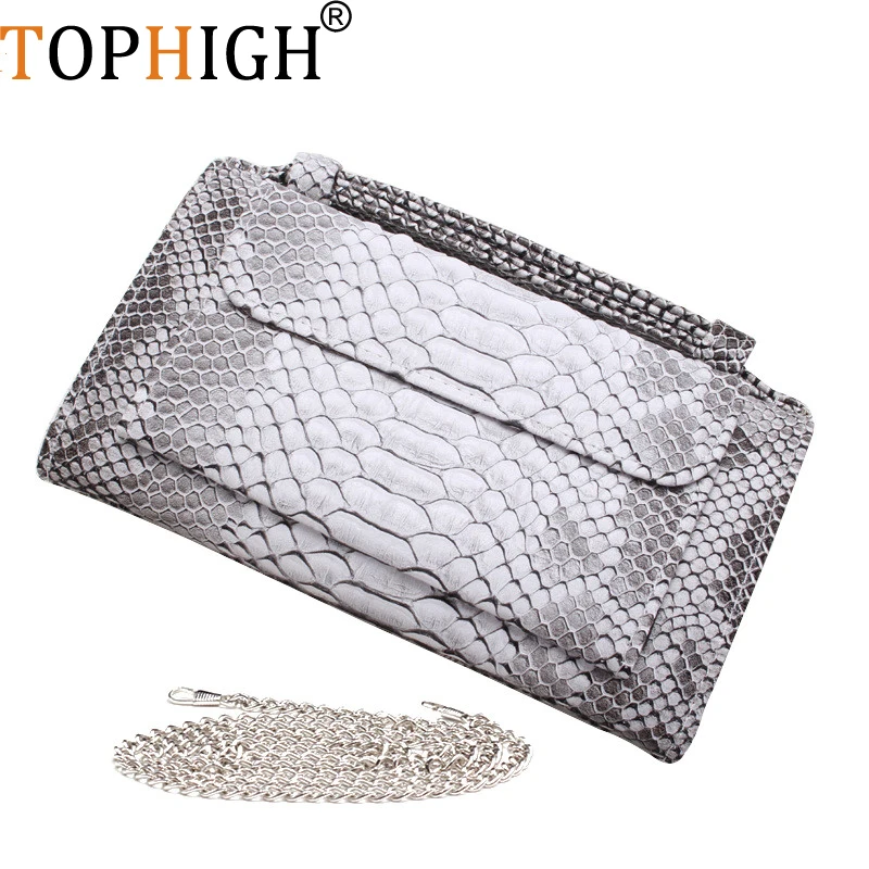 TOPHIGH оригинальные женские клатчи из коровьей кожи со змеиным узором модные
