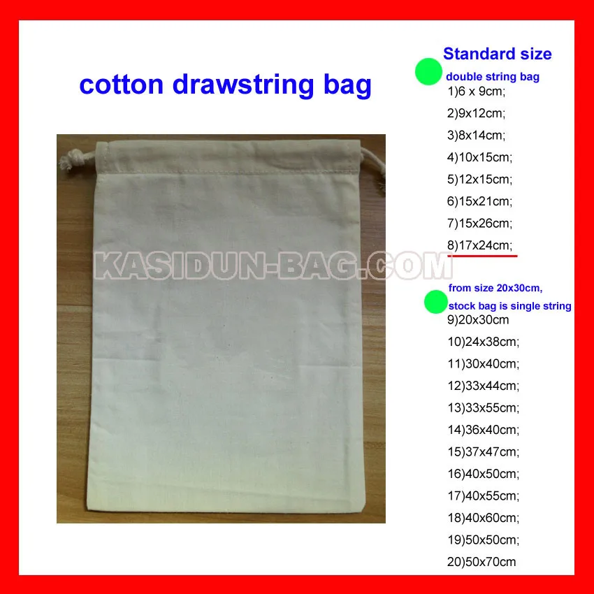 (100pcs/lot)   wholesale  QULITY eco muslin cotton drawstring bags natural