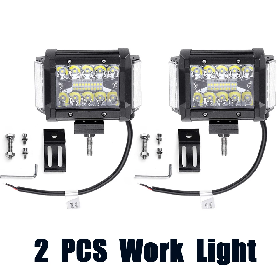 2pcs Work Light 108 ВТ СВЕТОДИОДНЫЙ рабочий свет бар трехстороннее освещение внедорожный 4x4 противотуманный свет дальнего света Лампа для грузовика 12 В фара для лодки - Цвет: 2pcs Work Light