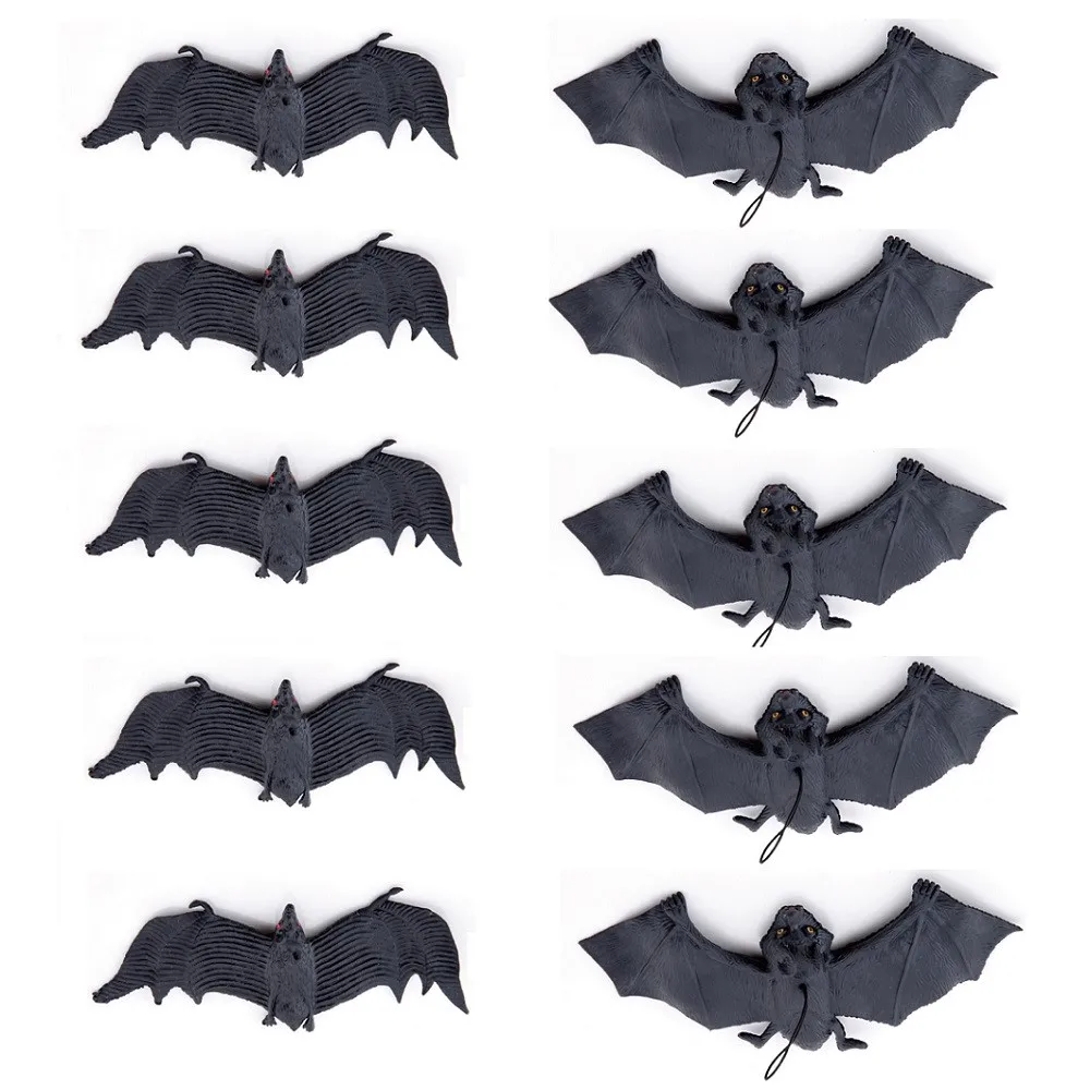 10 упаковок украшений для Хэллоуина реалистичные пугающие подвесные летучие мыши