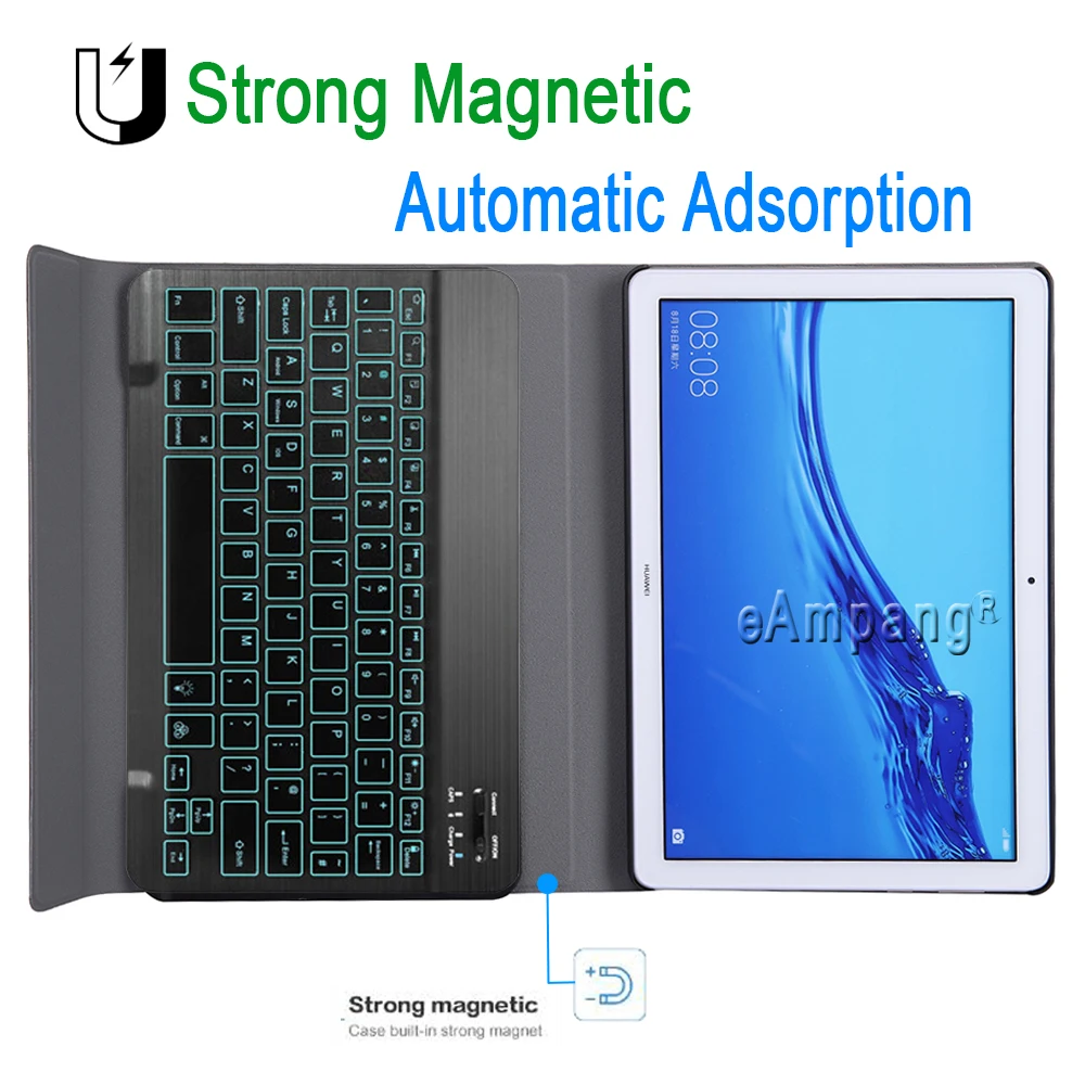 backlit backlit keyboard for huawei mediapad t5 10 10 1 keyboard case english russian arabic korean hebrew portuguese keyboard free global shipping