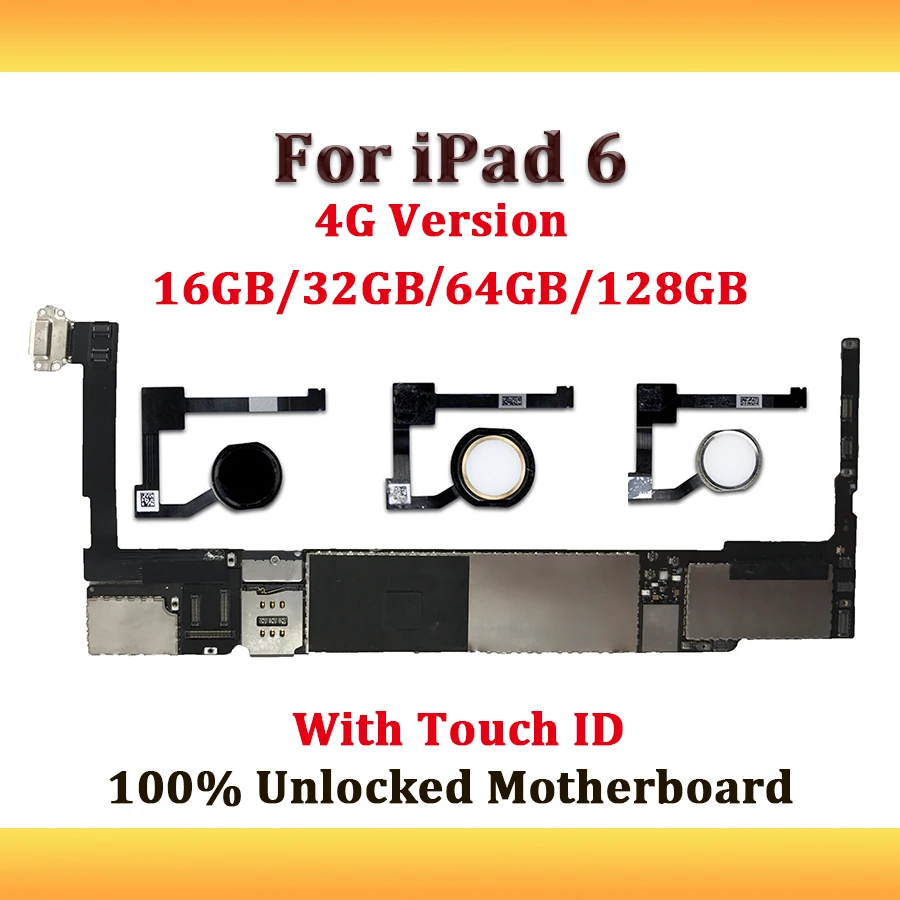 Материнская плата для iPad 6 Air 2 запасная материнская 4G логическая с Touch ID |
