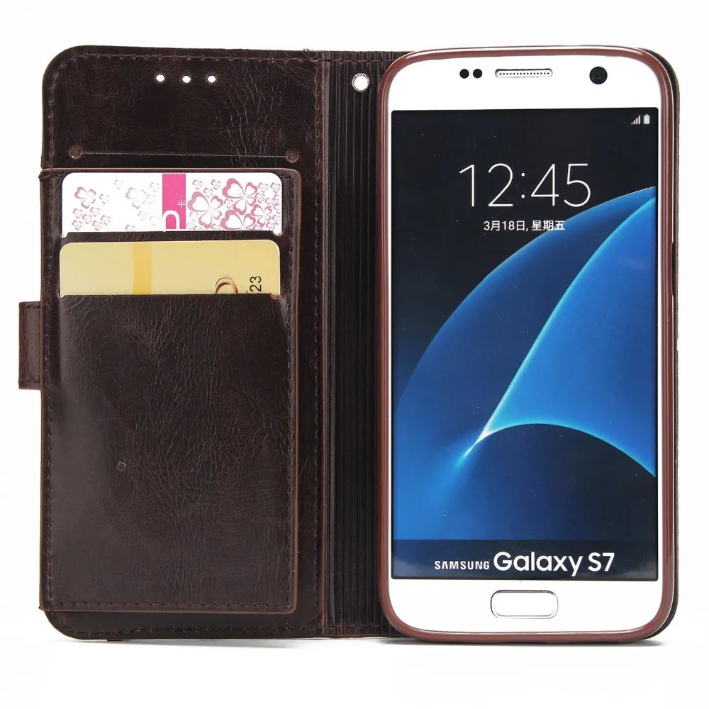 Befosson искусственная кожа Crazy Horse чехол для Samsung S7 S7edge телефона кошелек Кредитная