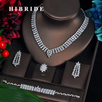 hibride new luxury cubic zirconia turkish jewelry sets for bride 4pcs earrings necklace pendientes mujer moda jewelry n 609