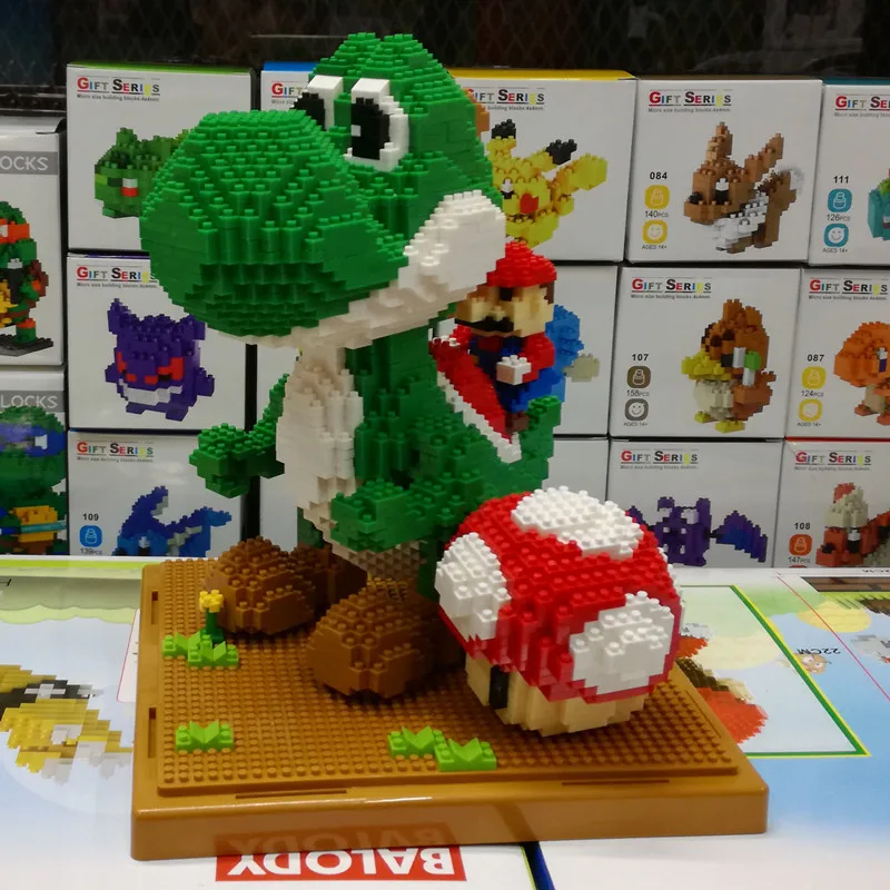 1701 шт 154 большой размер Yoshi строительные блоки игры Супер Марио пожарная пчела Марио Монстр DIY Мини Строительные алмазные блоки