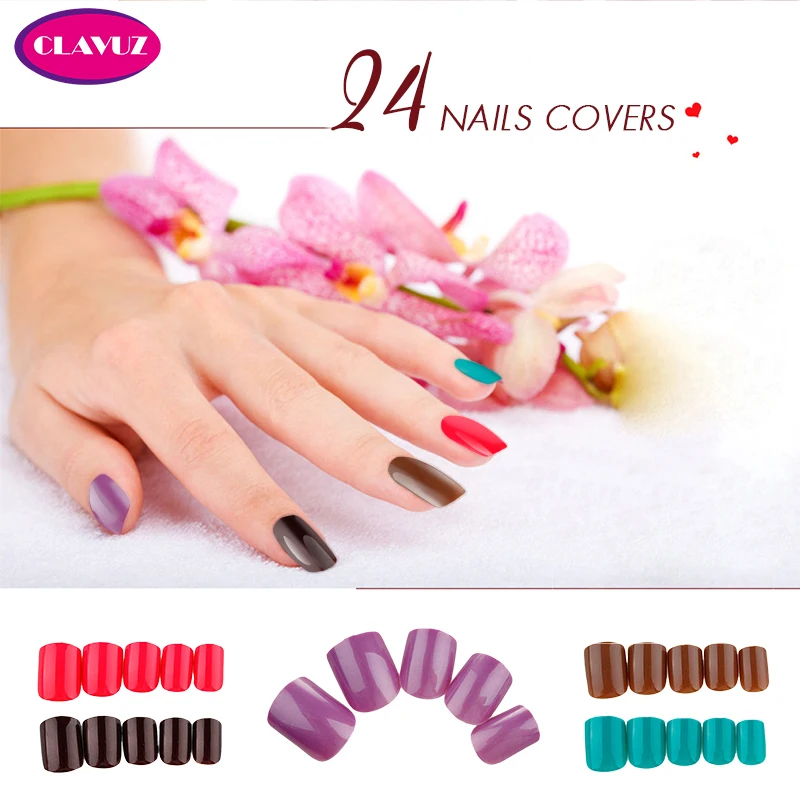 CLAVUZ False Nails Tips Press On Manicure Gel Polish fake nails Nail Art Design Short Length Artificial | Красота и здоровье