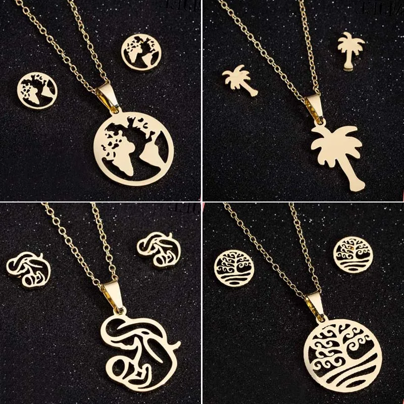 SMJEL Мода Palm Tree Цепочки и ожерелья Нержавеющая сталь Woodland ювелирные изделия