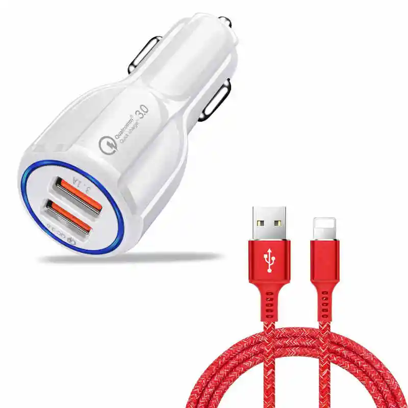 USB зарядное устройство Быстрая зарядка 3,0 зарядное устройство для мобильного телефона 2 порта USB быстрое автомобильное зарядное устройство для IPhone samsung планшет автомобильное зарядное устройство адаптер - Тип штекера: For Iphone