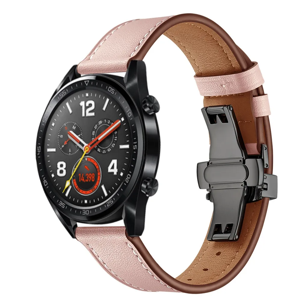 Умные часы Smartband с черной бабочкой, кожаный ремешок для наручных часов, ремешок для huawei GT Watch 22 мм, умные часы, ремешки