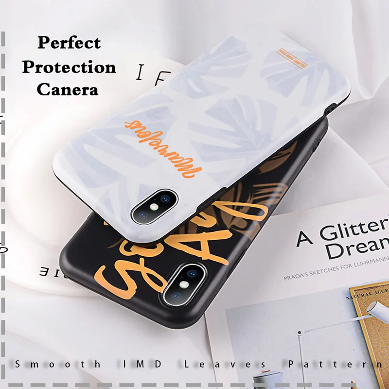 Lovebay чехол для iPhone X 8 7 Plus Гладкий узор с буквами листья 6 S IMD Мягкий ТПУ силиконовый