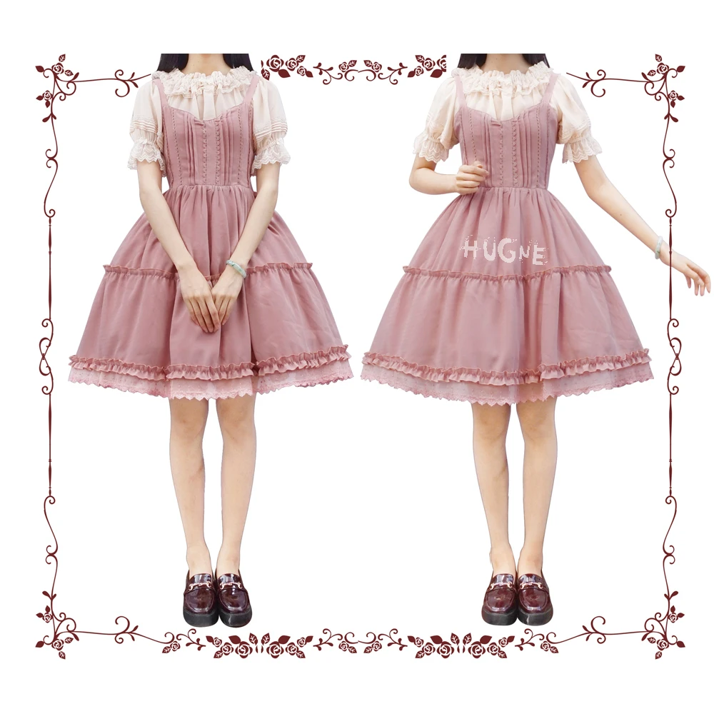 Черные платья в стиле &quotЛолита&quot с кружевной отделкой на бретельках женский