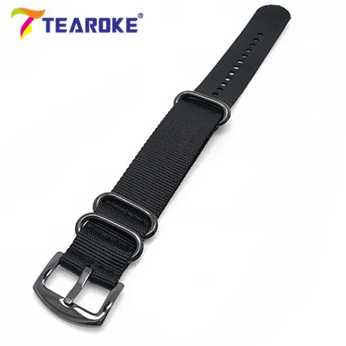 Black 002 TEAROKE NATO ZULU часы ремешок черный армейский зеленый нейлоновый ремешок 20 мм 22 мм 24 мм полированное кольцо Пряжка Холст замена ремешок для часов - Цвет ремешка: Black 002