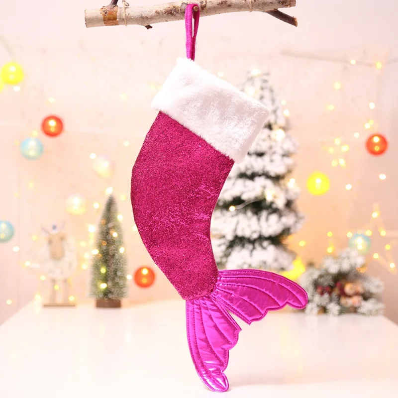 Рождественские чулки мешок подарков блестящие Русалка хвост Подарки чулок Xmas блесток волшебный мешок конфет рождественские украшения для дома