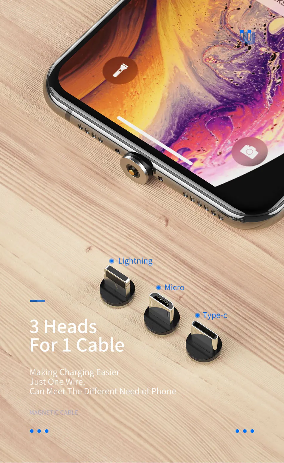 YKZ Магнитный USB кабель для huawei samsung type C type-C зарядный USB C Магнитный кабель Micro USB шнур для мобильного телефона для iPhone