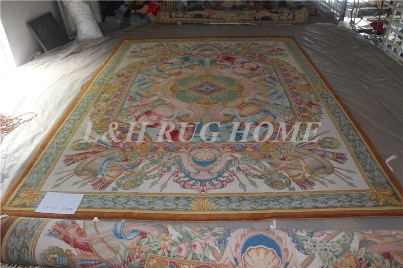 Goede Gratis Verzending 10'x14' 90 Lijn Savonnerie Tapijt, Savonnerie Handgeknoopt Wollen Tapijt