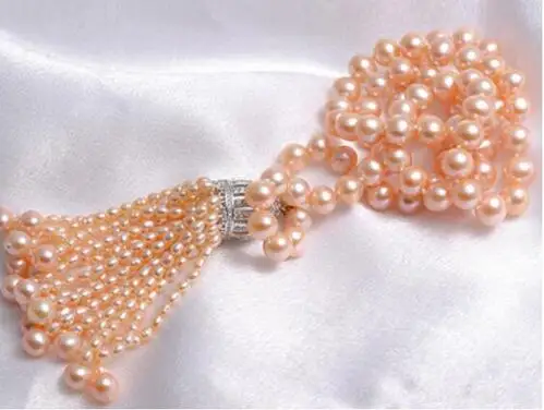 Модное роскошное ожерелье с бахромой длиной 8-9 мм 100% натуральный жемчуг подходит