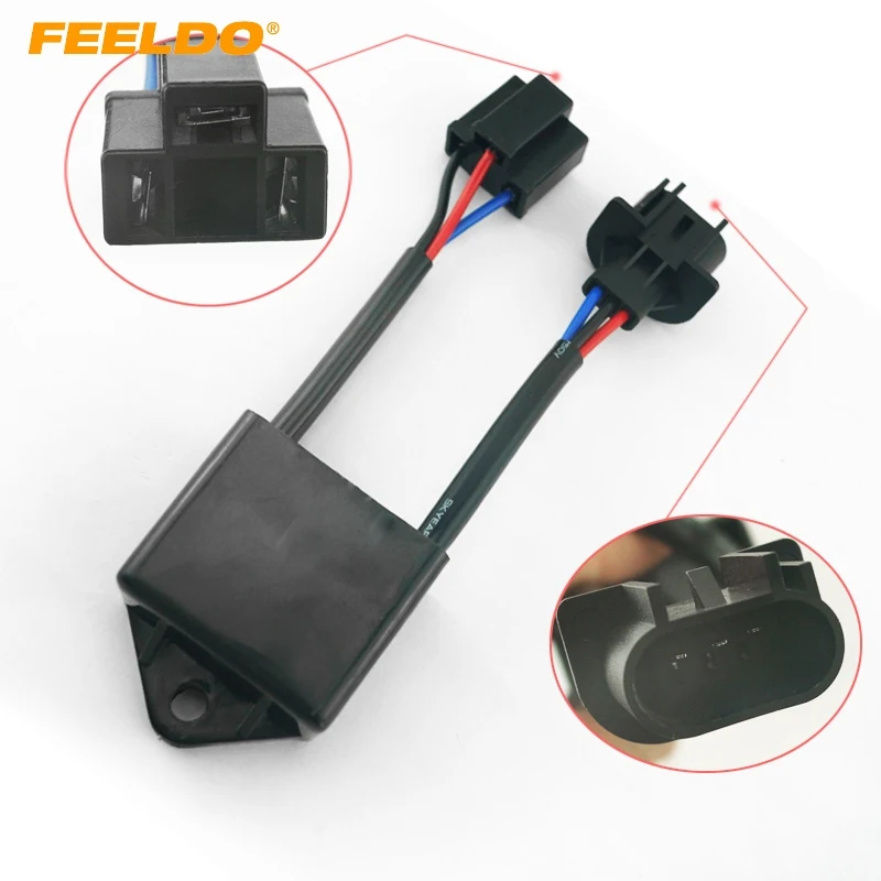 

FEELDO 1pc Car Xenon HID Kit Anti-flicker Error Warning Canceller H4 To H13 Socket Error Free Canceller #CA4310