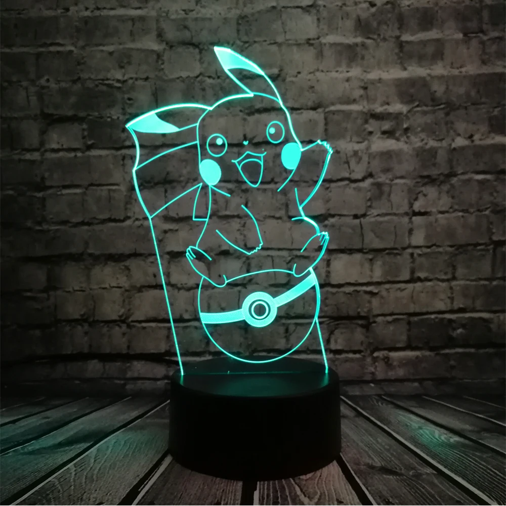 Покемон го игра фигурки 3D светодиодный USB лампа Kawaii Pikachu мяч Новинка игрушка