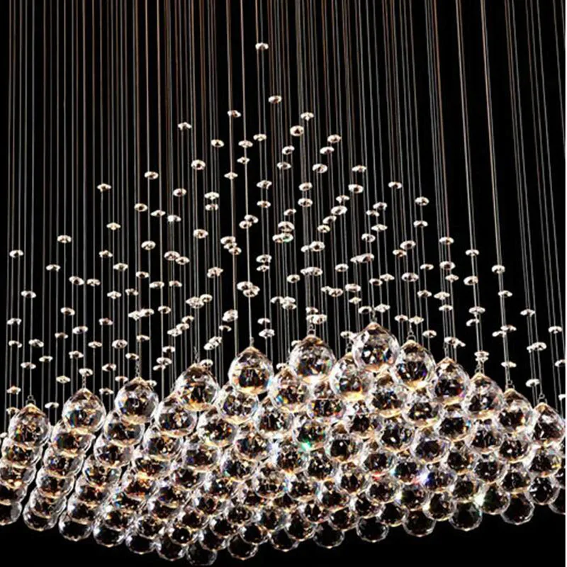 Modern Quadrate K9 Crystal Fish-type line LED Chandelier Pyramid Shape Lamps Stair Sitting room bedroom | Лампы и освещение
