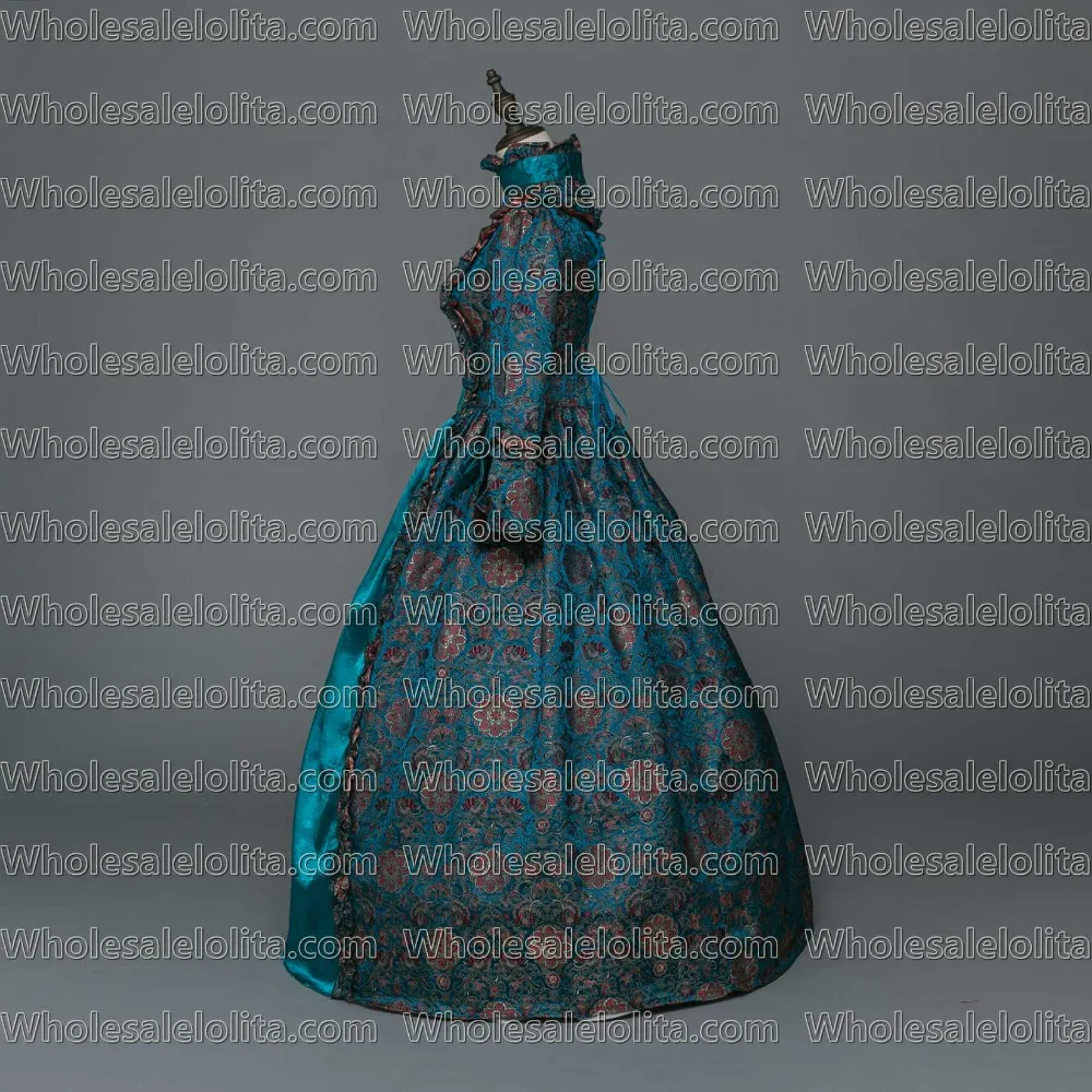 Женское платье в готическом стиле синее из парчовой ткани стимпанк|dress