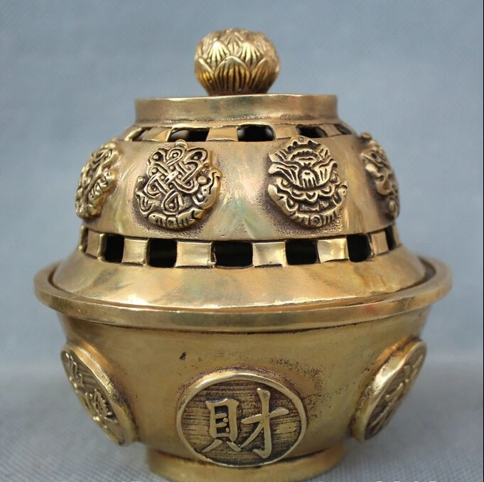 Тибет буддизм религиозная латунь 8 благоприятный символ благовония горелки|censer