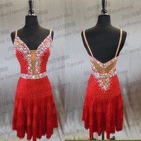 rumba jive chacha latin dance dressballroom dressdance wear fringe latin dress dresssunflower dance dressred