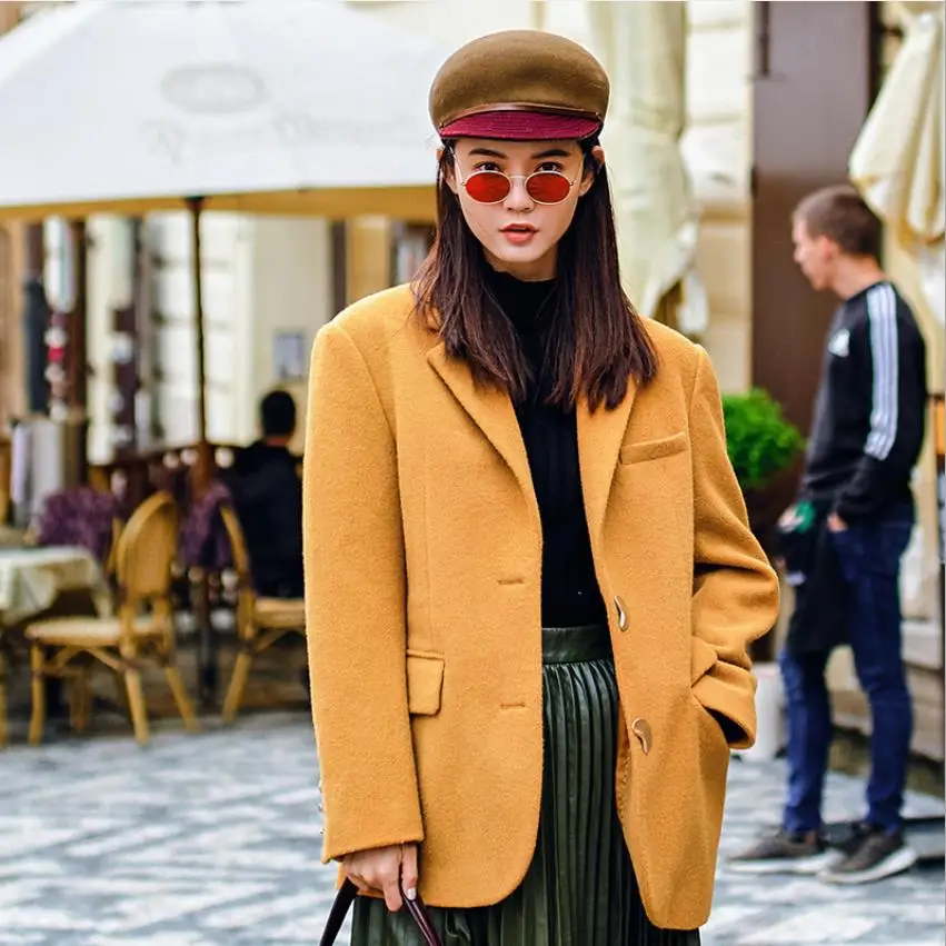 Модный брендовый шерстяной пиджак пальто весна 2020 блейзер на двух пуговицах