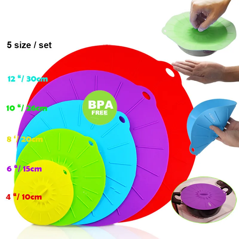 

5pcs/lot Silicone Microwave Bowl Cover Cooking Pot Pan Lid Cover-Silicone Food Wrap Cooking Tools Kitchen Utensil QA 095