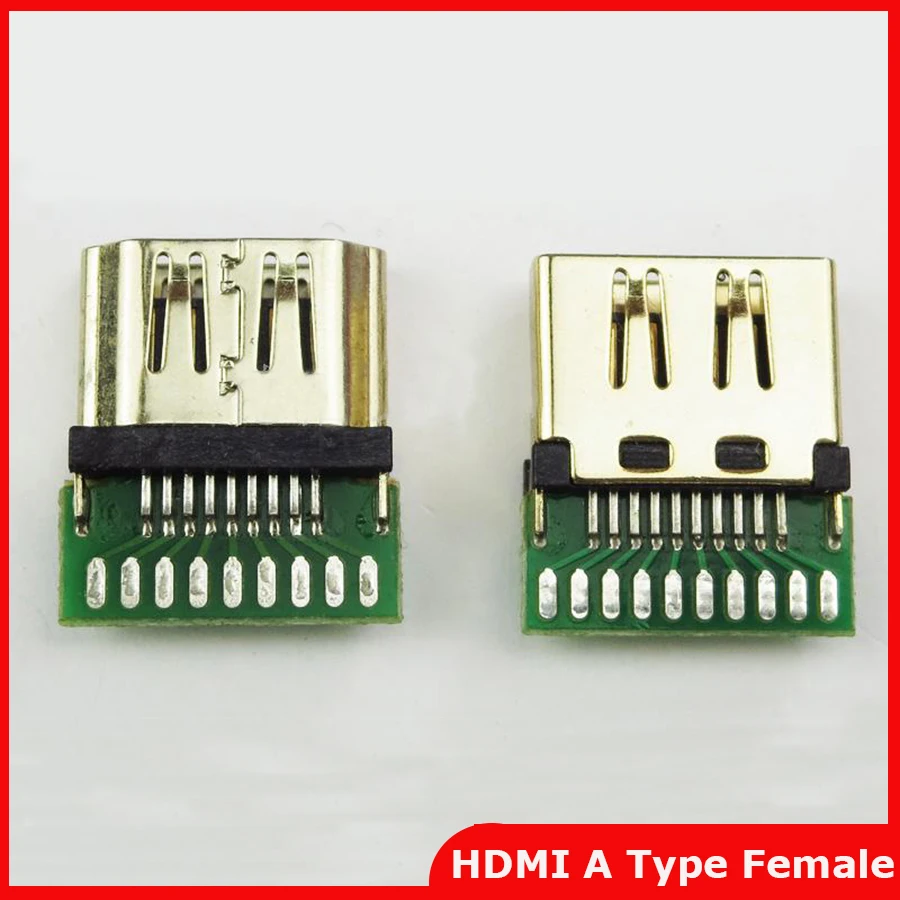 Позолоченный гнездовой разъем HDMI 10 шт./лот тип A с печатной платой Версия 1 4
