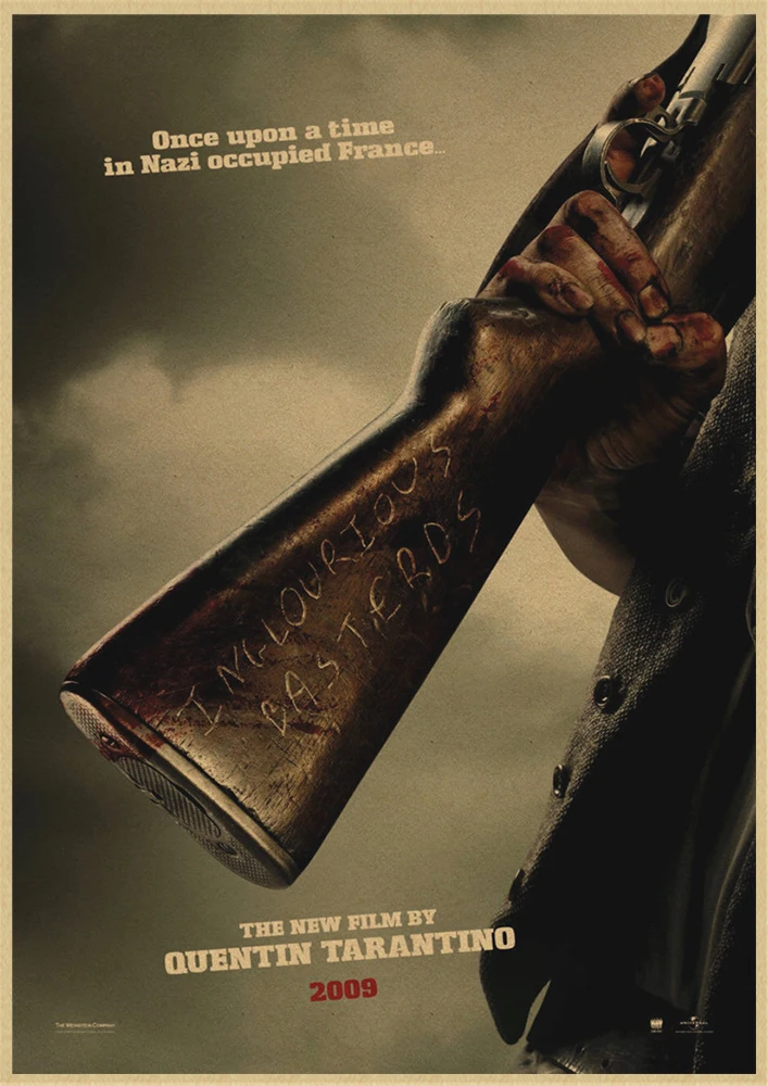 Inglourious Basterds Квентин Тарантино Классические фильмы домашний интерьер украшения Крафт Фильм плакат рисунок core наклейки на стену - Цвет: Белый