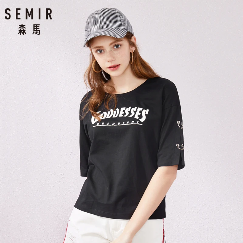 SEMIR/футболка с короткими рукавами для женщин Новинка 2019 года сезон лето свободные