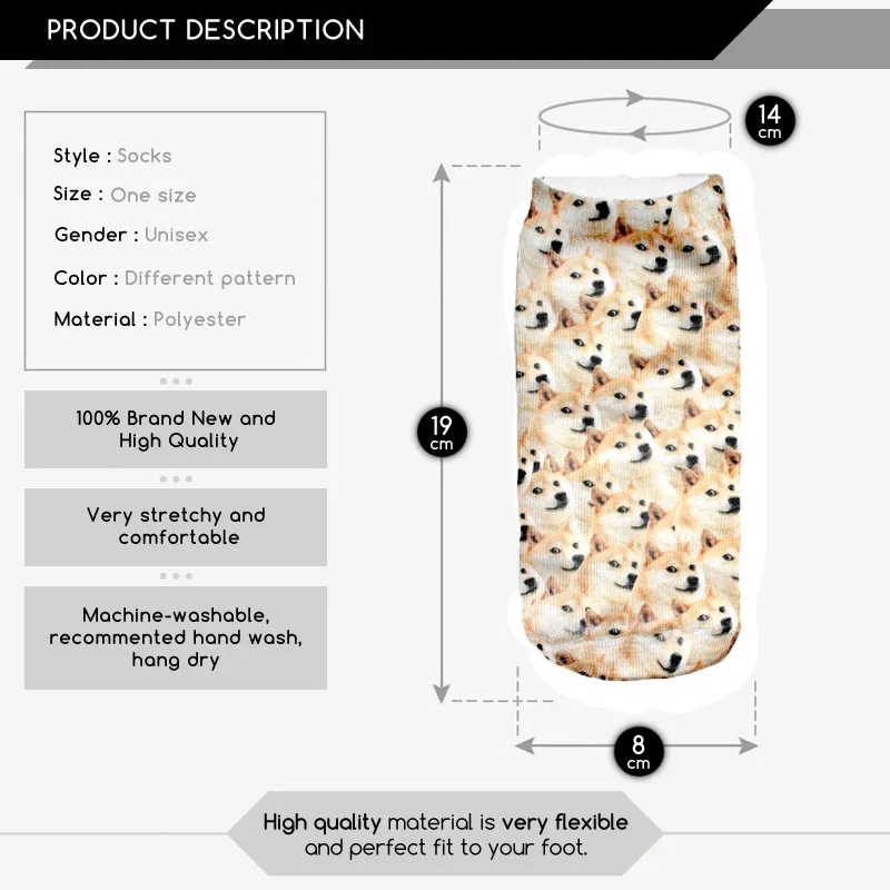 Running Chick Lot of Nerve Dog Printing Socks 7.5&quot Men and Women Short Sock Black | Женская одежда