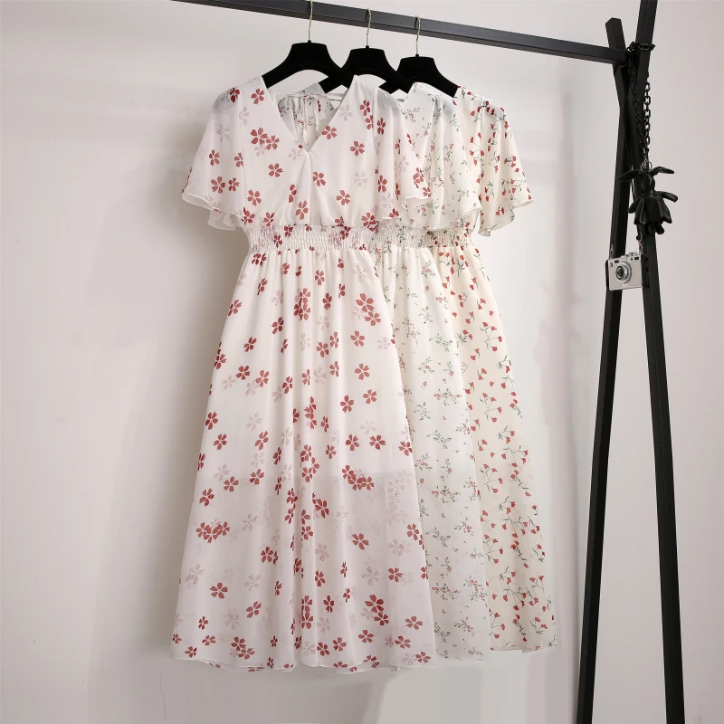 2019 новые шифоновые платья женские летние с коротким рукавом Boho пляжное вечернее