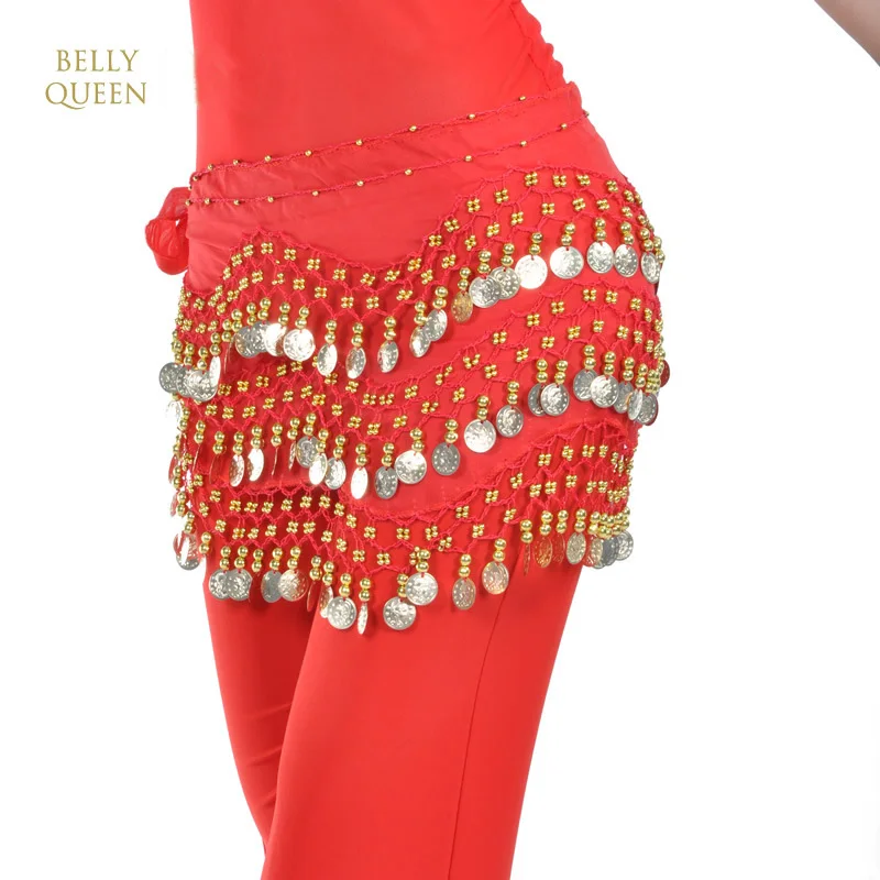 Женский шифоновый набедренный платок для танца живота 3 ряда 158 монет 12 цветов|belly