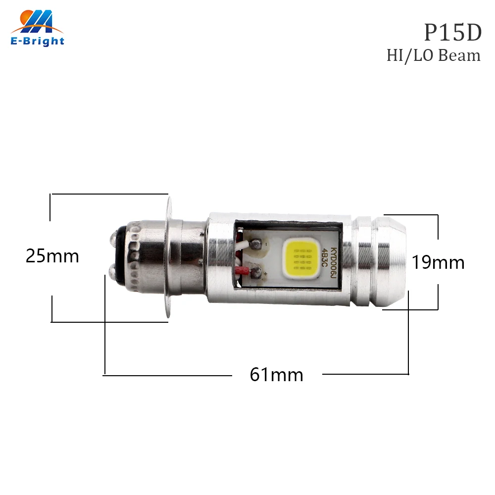 YM E-Bright 2 шт Мотоцикл P15D COB DRL 12 Вт светодиодные лампы 900LM головной светильник 9-80 в Hi/Low Beam противотуманный светильник алюминиевые Универсальные фары