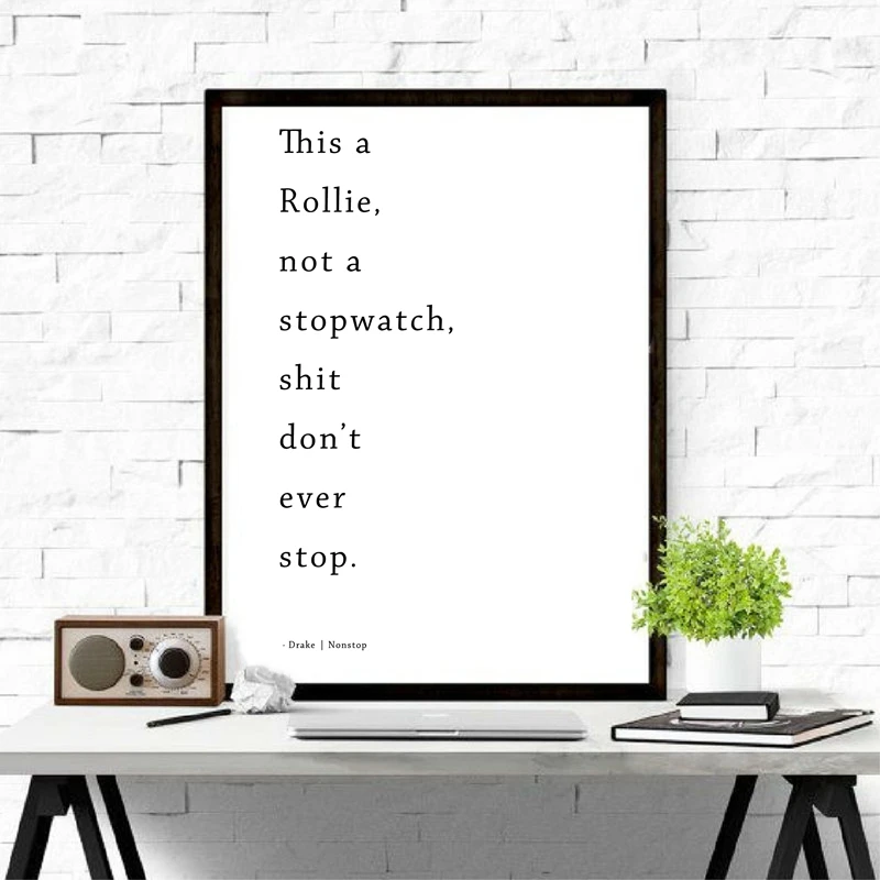 Drake Poster хип хоп Wall Art Холст печать non Stop текст картина с цитатами черно белая