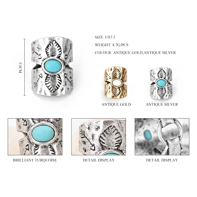 Женское Винтажное кольцо на палец античное золото широкое Бохо миди Женские