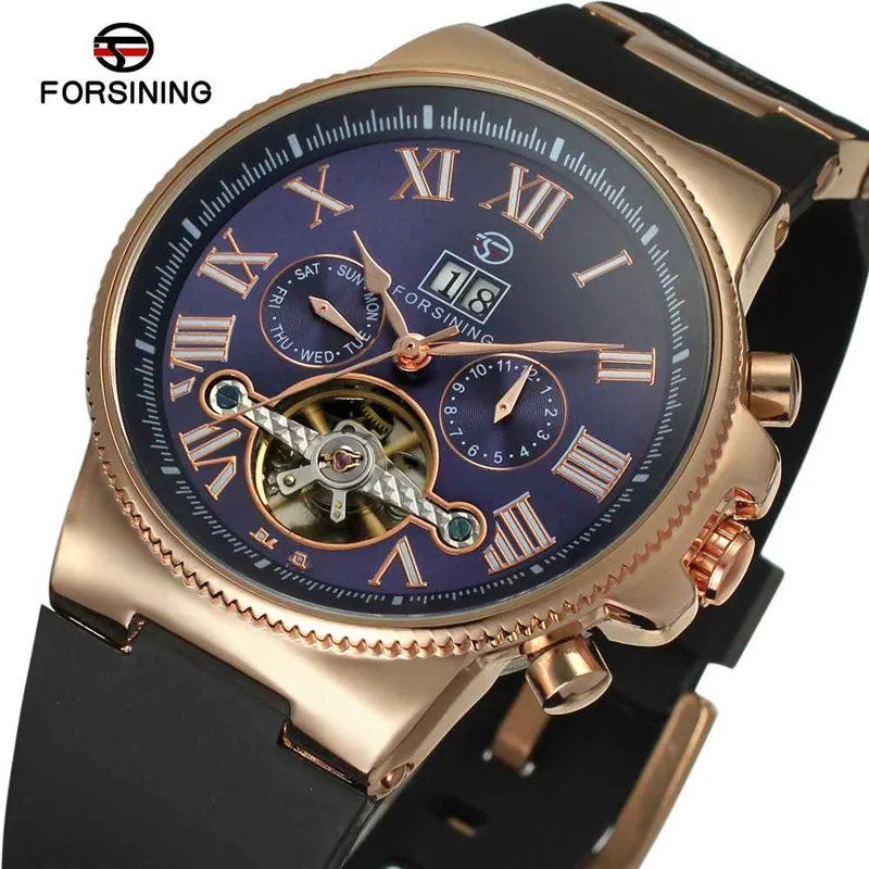 FORSINING Tourbillon Мужские часы армейские спортивные мужские роскошные скелетоны