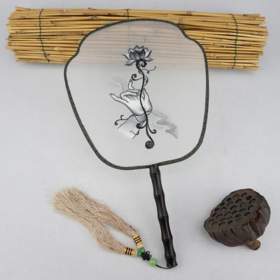 100% шелк тутового шелкопряда ручной работы Suzhou веер с вышивкой двухсторонняя