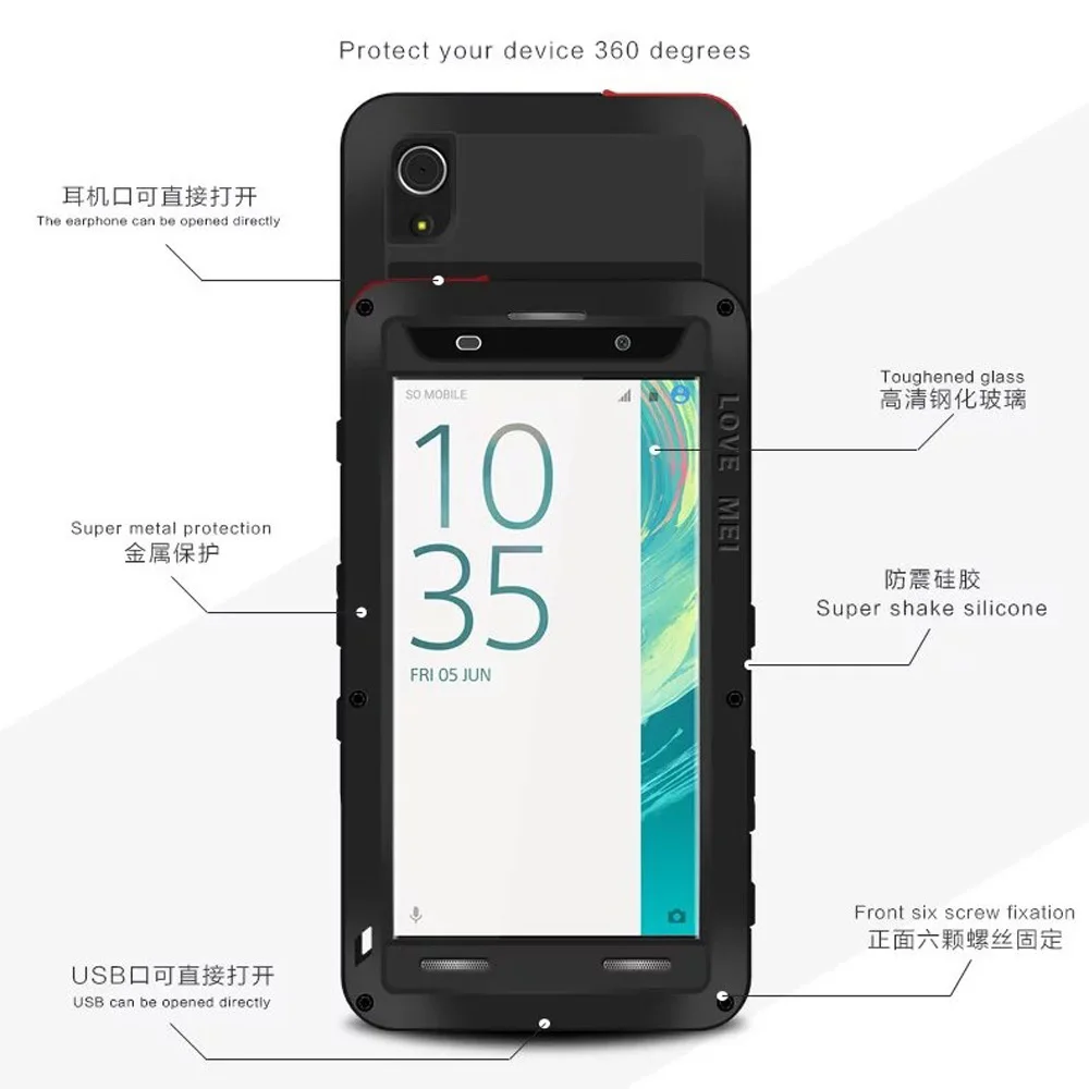 Чехлы для телефонов LOVE MEI Sony Xperia XA чехол сверхмощный силиконовый ТПУ и жесткая