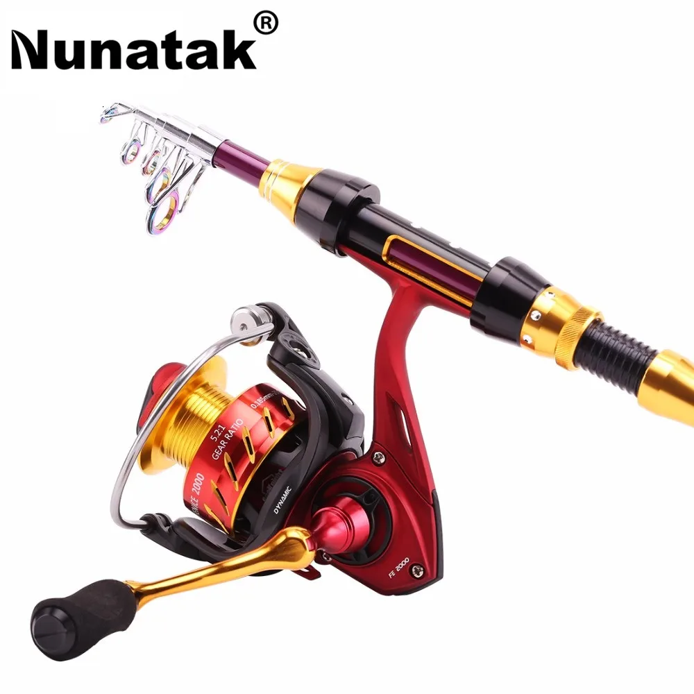 Nunatak Fishing Rods Reels Combo 1.8m-3.6m Carbon Telescopic Rod + 5.2:1 11BB FENICE 2000/3000/4000 Spinning Reel | Спорт и